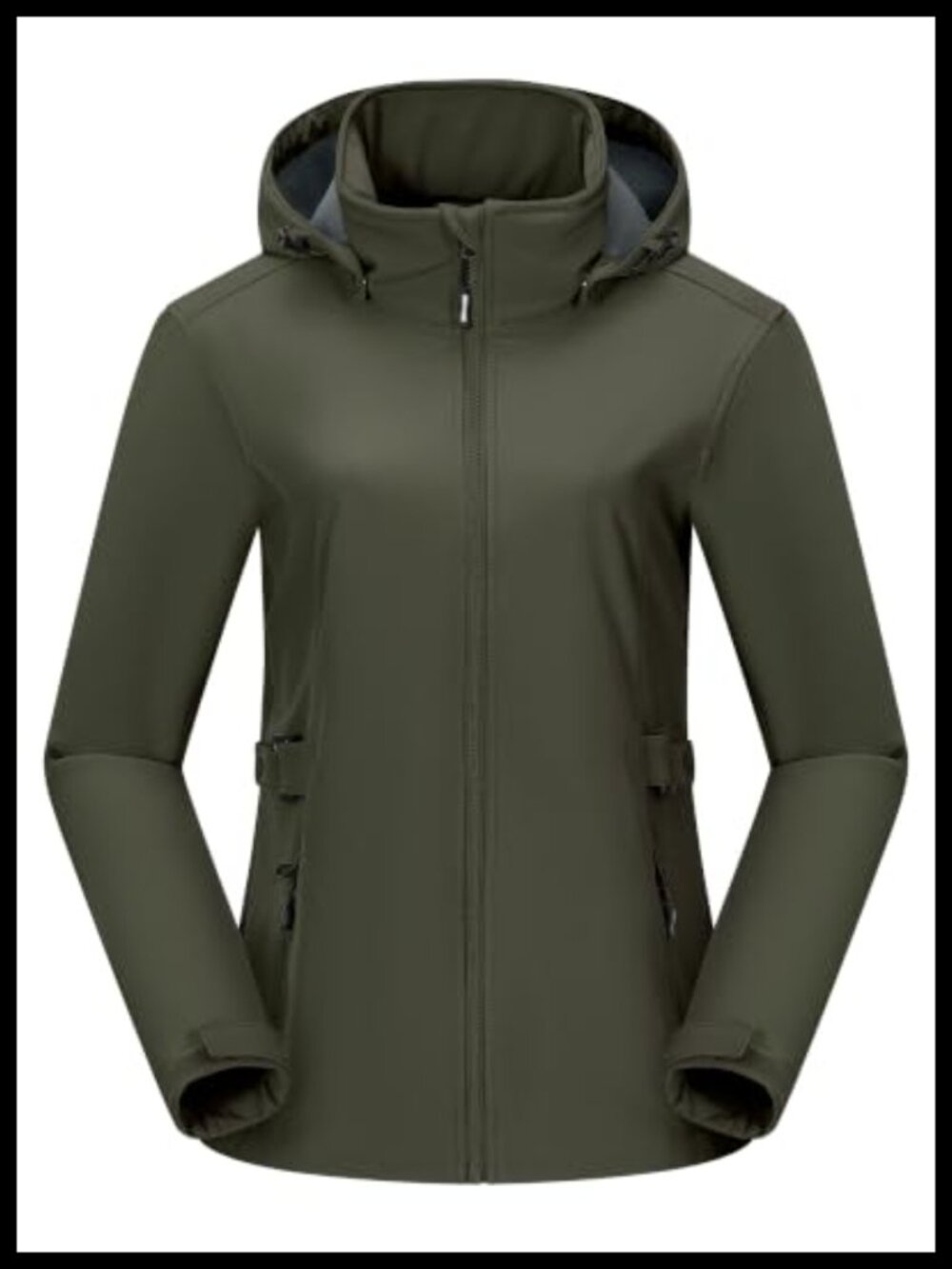 Women's Fleece Lined Rain Jacket Waterproof Softshell Coat with Removable Hood